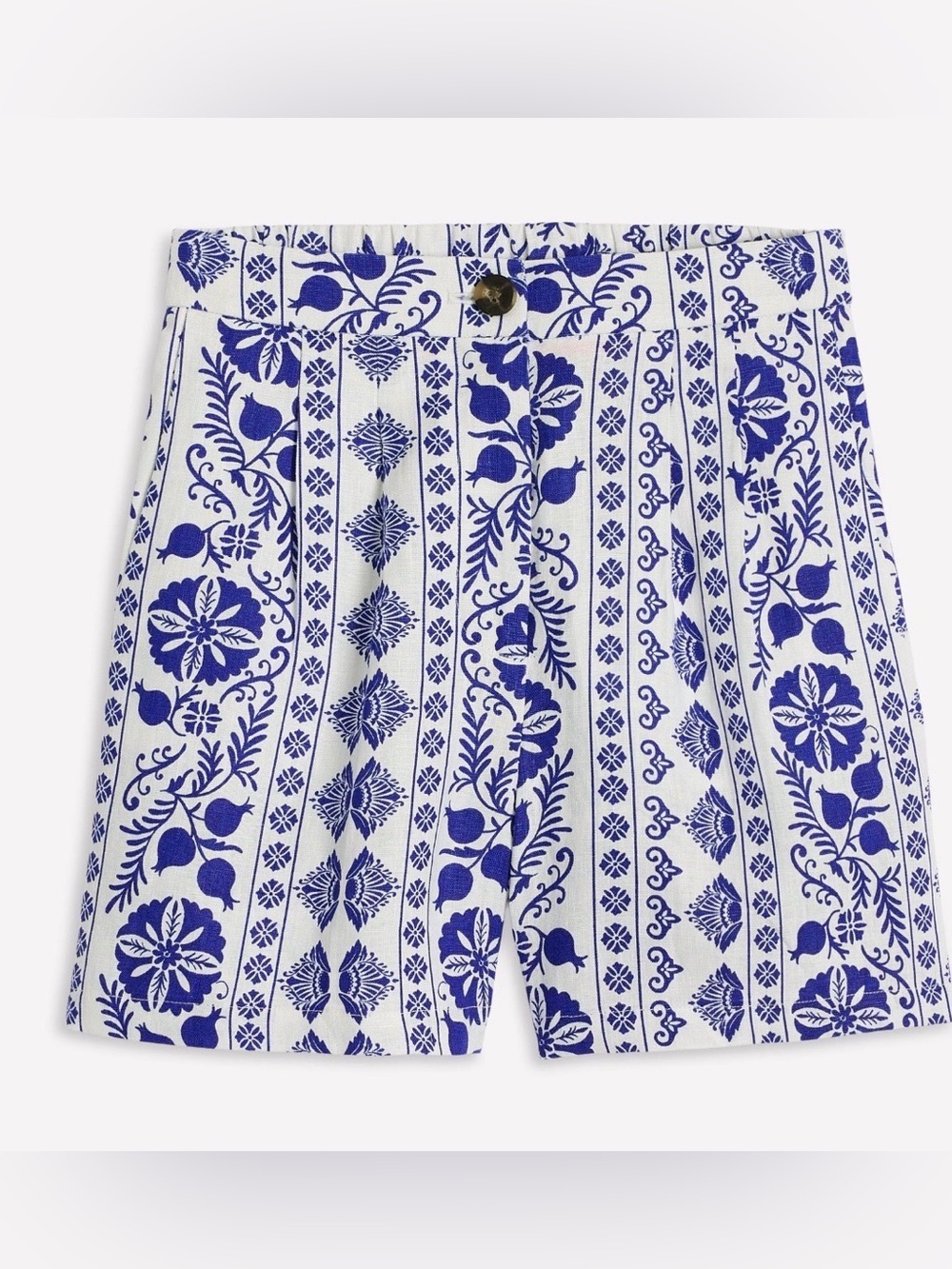 Boden Women's US 4 Dulwich Linen Shorts 4" Inseam Blue White NEW 3175